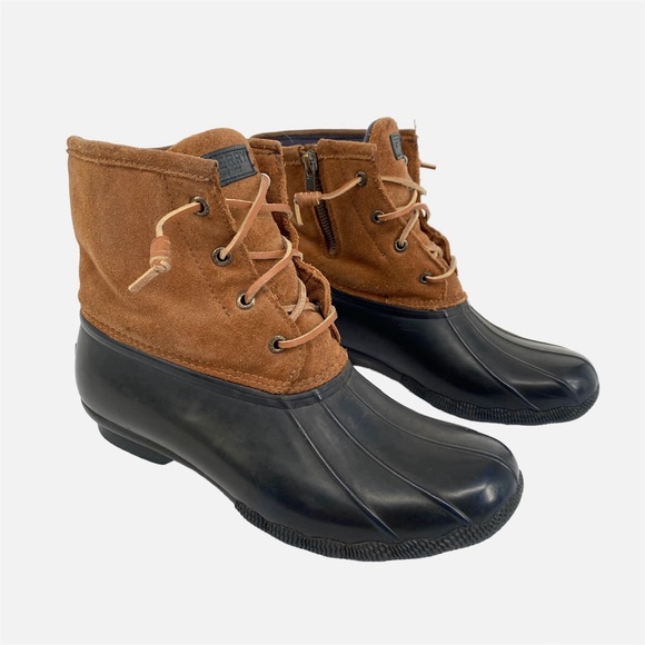 Sperry Shoes - SPERRY | Saltwater Top-Sider Leather Duck Boots in Brown/Navy | 9